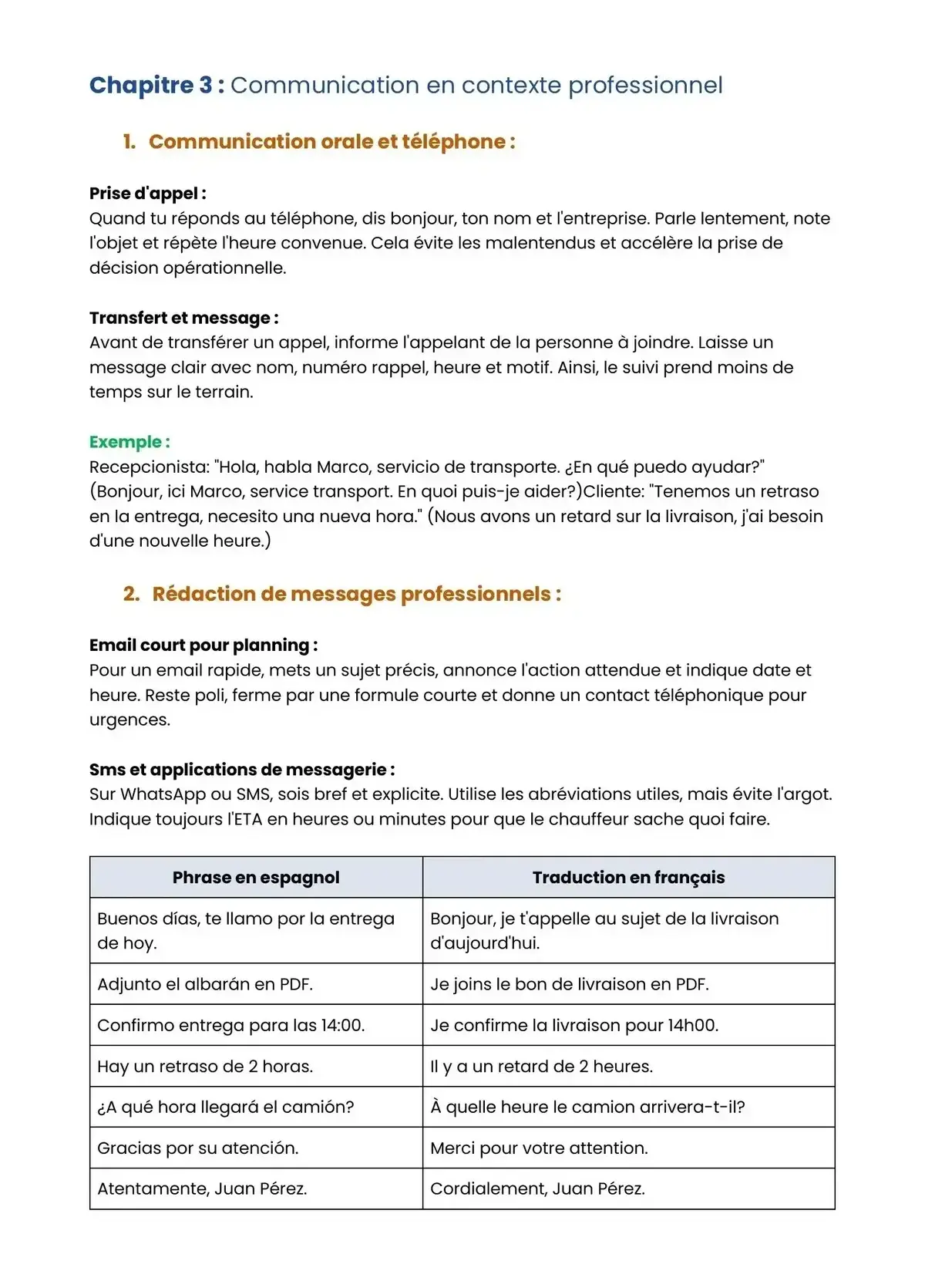 Example Fiche de Révision Bac Pro OTM